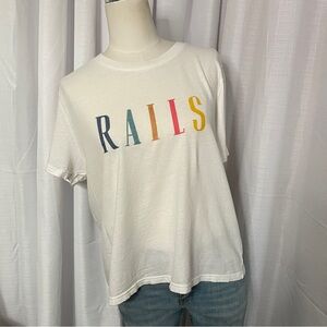Rails The Classic Crew Tee White Rainbow Logo